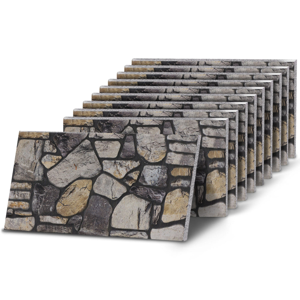 KARMA-102 Cobblestone River Grey stone effect wall panel, decorative 3D panel for indoor and outdoor use