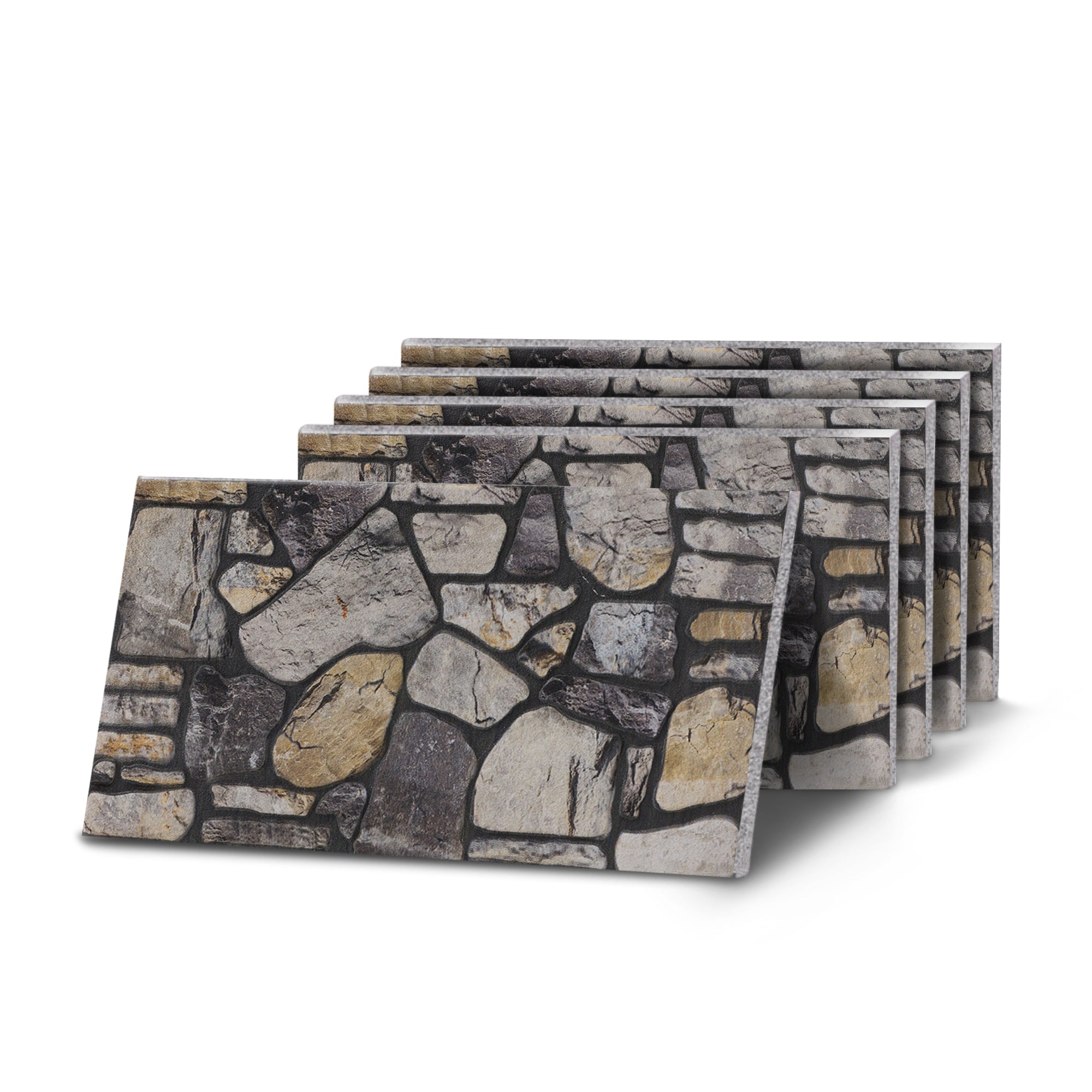KARMA-102 Cobblestone River Grey stone effect wall panel, decorative 3D panel for indoor and outdoor use