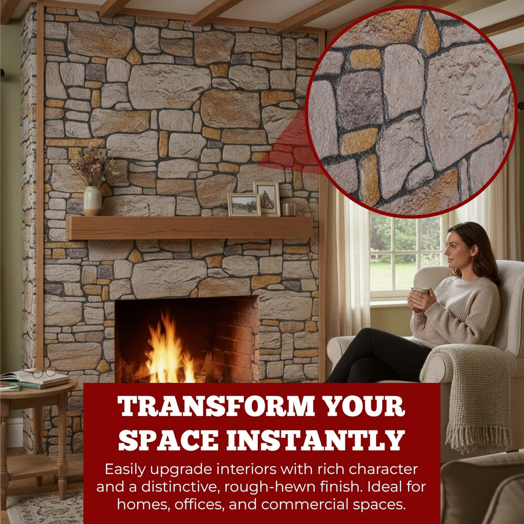 BUZTAS-106 Cottage Warm Sand stone effect wall panel, decorative 3D panel for indoor and outdoor use