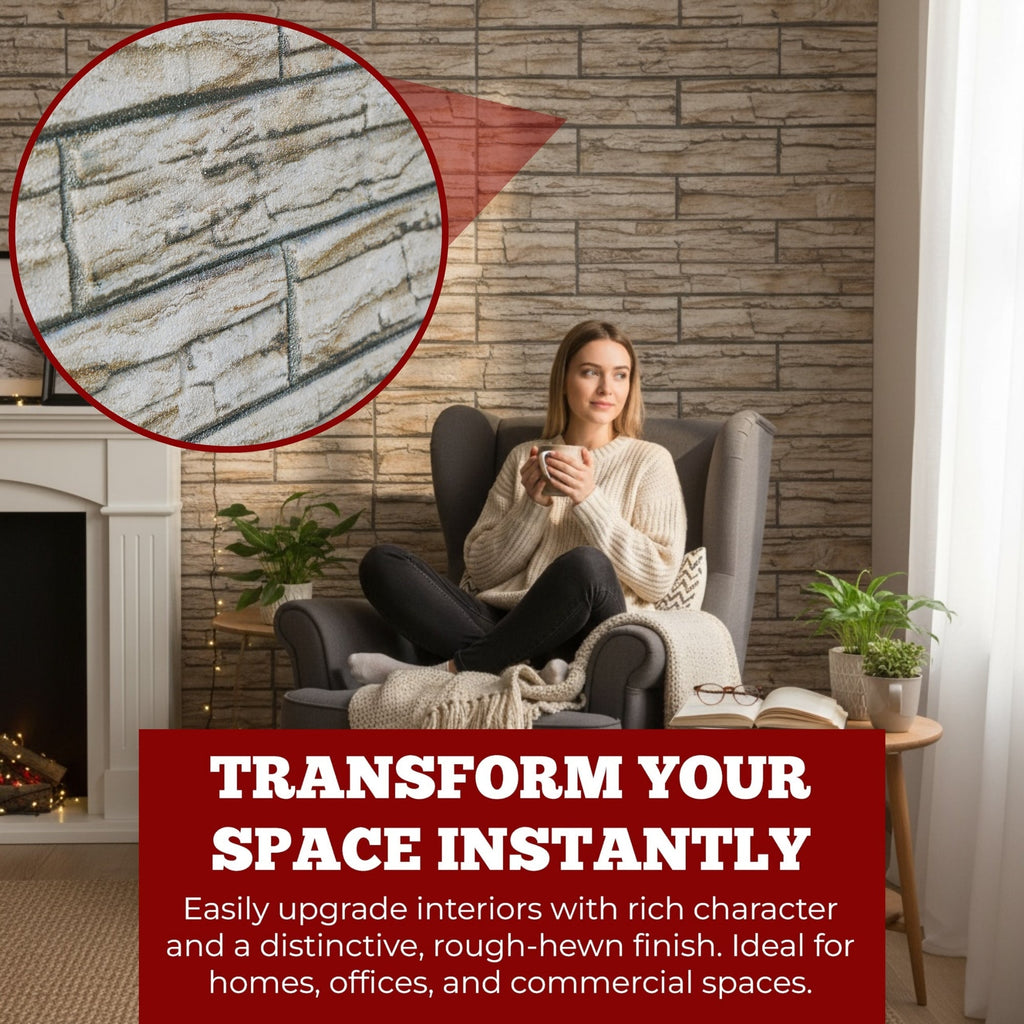 KESTAS-107 Ivory Block slate effect wall panel, decorative 3D panel for indoor and outdoor use