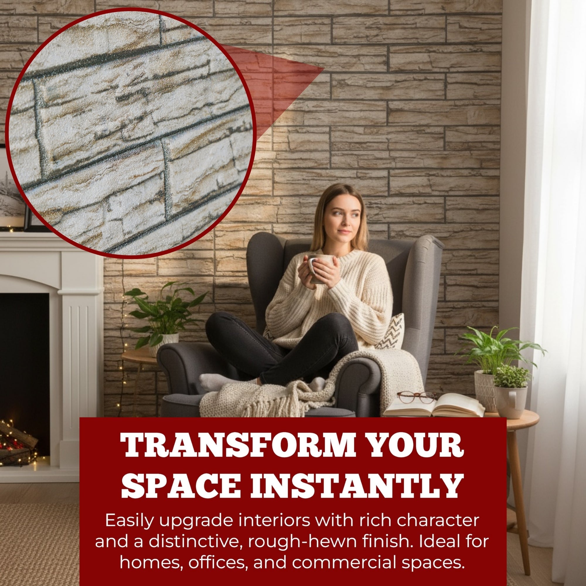 KESTAS-107 Ivory Block slate effect wall panel, decorative 3D panel for indoor and outdoor use