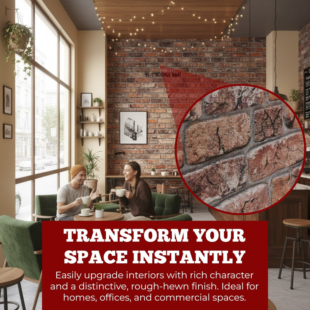 TAS-609 Rustic Tuscan Red brick effect wall panel, decorative 3D panel for indoor and outdoor use