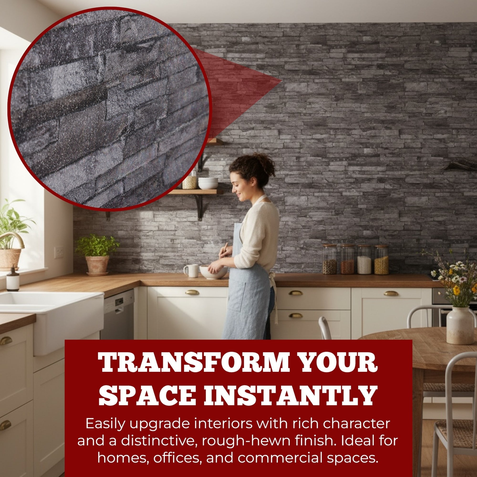 OYTAS-101 Charcoal slate effect wall panel, decorative 3D panel for indoor and outdoor use