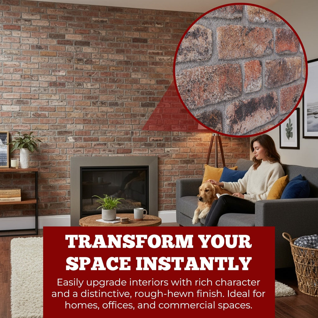 TAS-615 Rustic Weathered Brown brick effect wall panel, decorative 3D panel for indoor and outdoor use