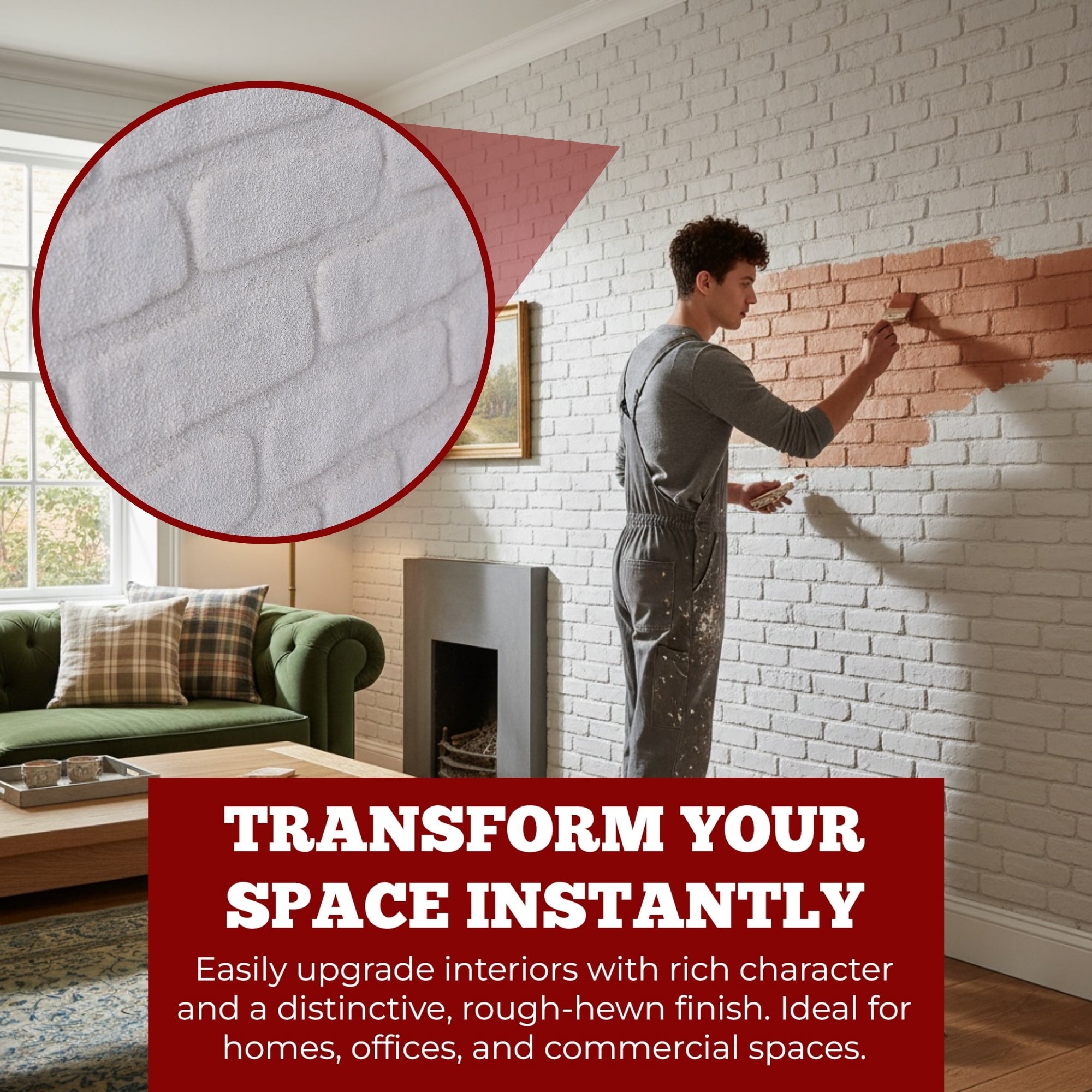 TAS-700 Rustic White brick effect wall panel, decorative 3D panel for indoor and outdoor use