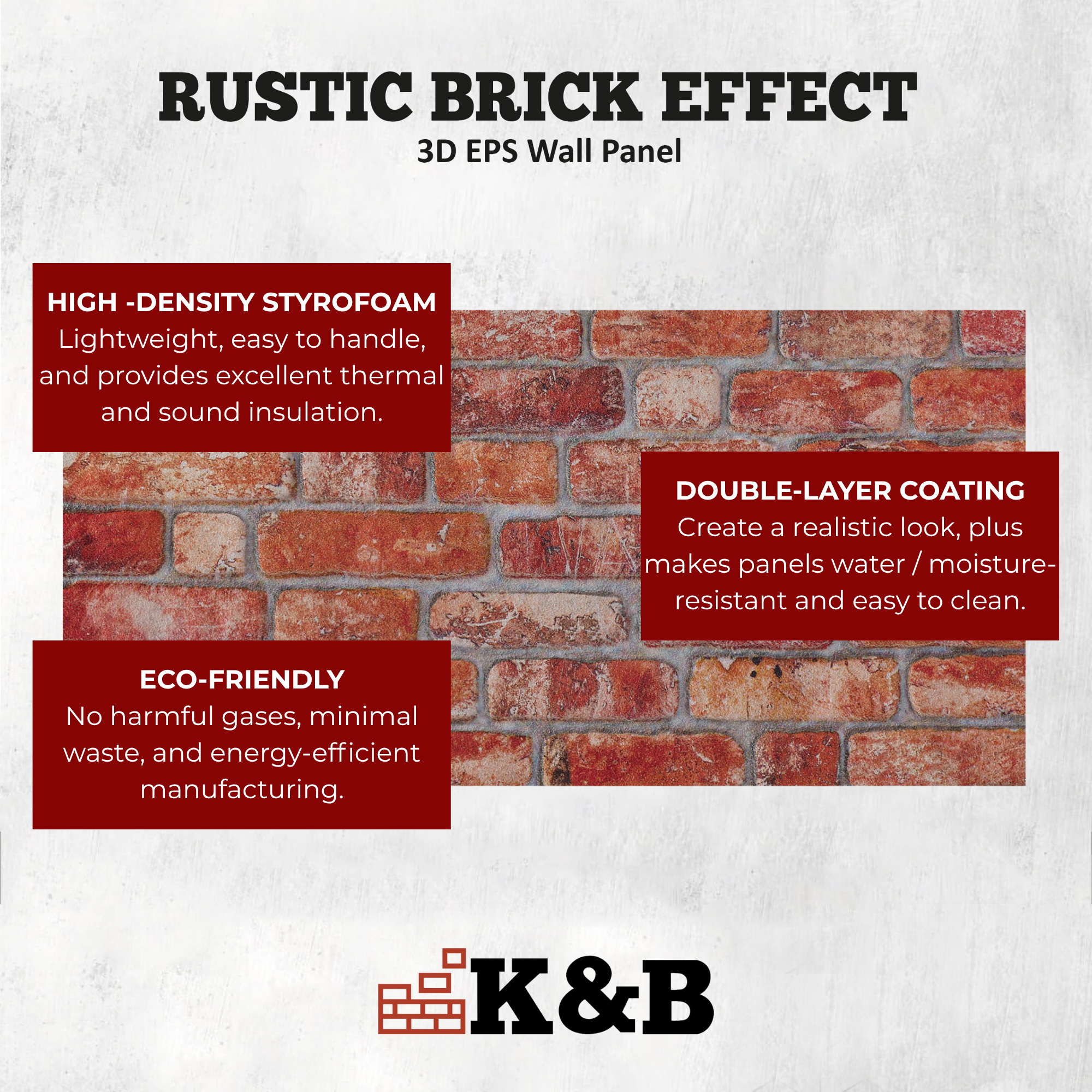 Rustic Farmhouse Red | Brick Effect | TAS-712