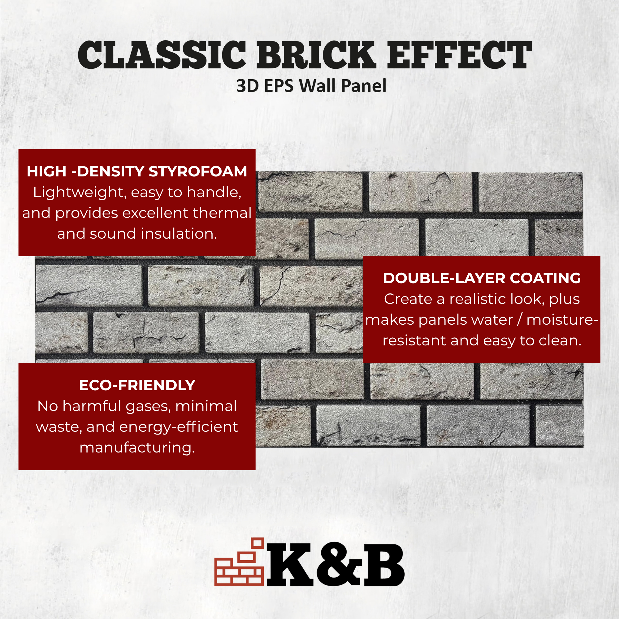 Classic Light Grey | Brick Effect | TUGLA-608