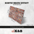 TAS-609 Rustic Tuscan Red brick effect wall panel, decorative 3D panel for indoor and outdoor use