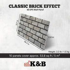 Classic Light Grey | Brick Effect | TUGLA-608