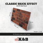 Classic Dark Burgundy | Brick Effect | TUGLA-611